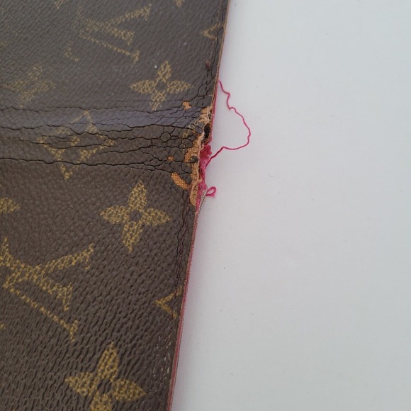 LOUIS VUITTON LV Iphone X phone Card Case Leather Brown Pink Monogram Bifold - Picture 8 of 11